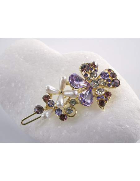 SPINKA  do włosów KWIATEK KWIAT Z KRYSZTAŁKAMI  Lolita Akcesoria FIOLETOWY