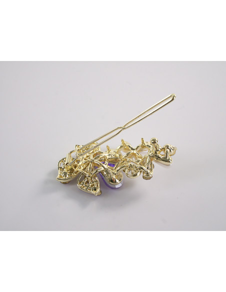 SPINKA  do włosów KWIATEK KWIAT Z KRYSZTAŁKAMI  Lolita Akcesoria FIOLETOWY