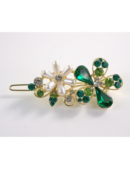 SPINKA  do włosów KWIATEK KWIAT Z KRYSZTAŁKAMI  Lolita Akcesoria ZIELONY