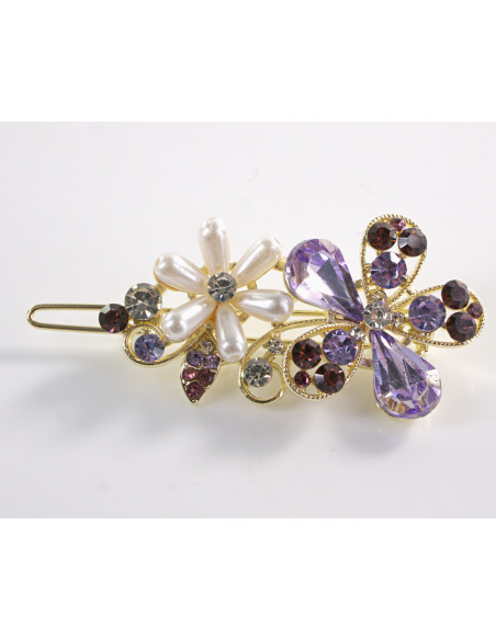 SPINKA  do włosów KWIATEK KWIAT Z KRYSZTAŁKAMI  Lolita Akcesoria FIOLETOWY