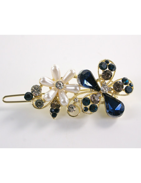 SPINKA  do włosów KWIATEK KWIAT Z KRYSZTAŁKAMI  Lolita Akcesoria GRANATOWY