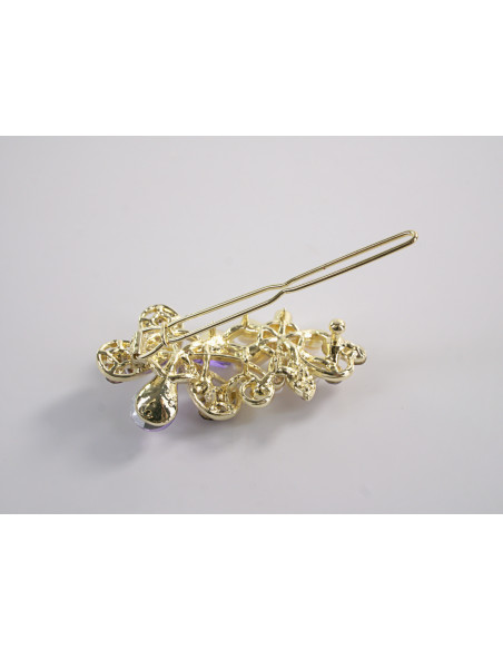 SPINKA  do włosów KWIATEK KWIAT Z KRYSZTAŁKAMI  Lolita Akcesoria FIOLETOWY