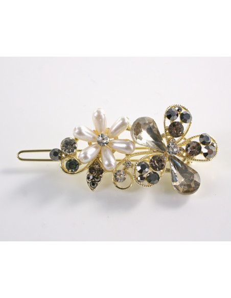 SPINKA  do włosów KWIATEK KWIAT Z KRYSZTAŁKAMI  Lolita Akcesoria GRAFITOWY