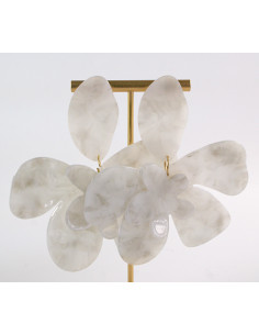 Kolczyki MAXI DUŻE KWIATY XXL BEŻOWO- SZARE  LOLITA...