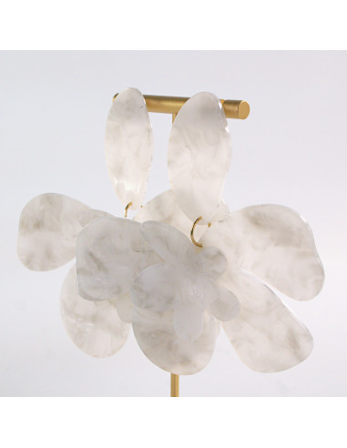 Kolczyki MAXI DUŻE KWIATY XXL BEŻOWO- SZARE...