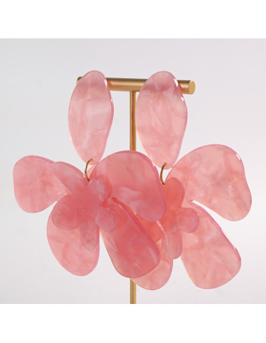 Kolczyki MAXI DUŻE KWIATY XXL RÓŻOWE LOLITA...