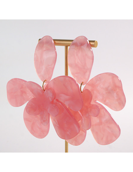 Kolczyki MAXI DUŻE KWIATY XXL RÓŻOWE LOLITA AKCESORIA