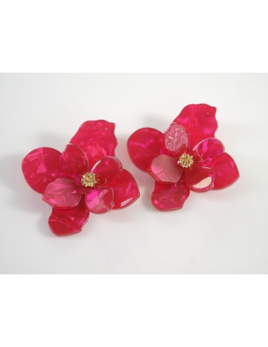 Kolczyki MAXI DUŻE KWIATY CZERWONY MALINOWY...