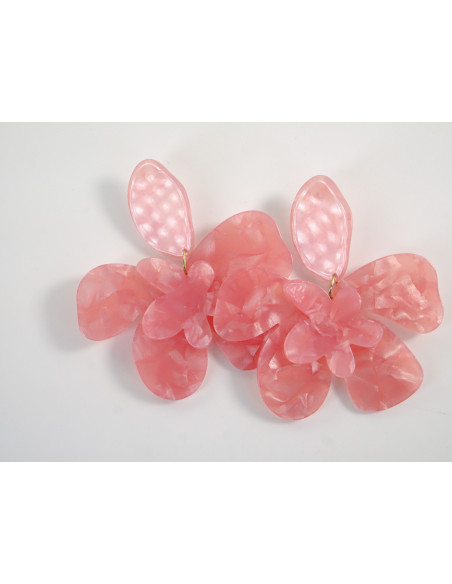 Kolczyki MAXI DUŻE KWIATY XXL RÓŻOWE LOLITA AKCESORIA