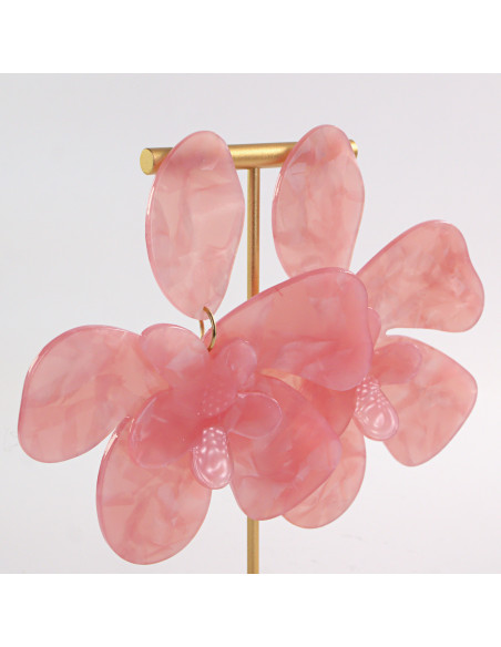 Kolczyki MAXI DUŻE KWIATY XXL RÓŻOWE LOLITA AKCESORIA