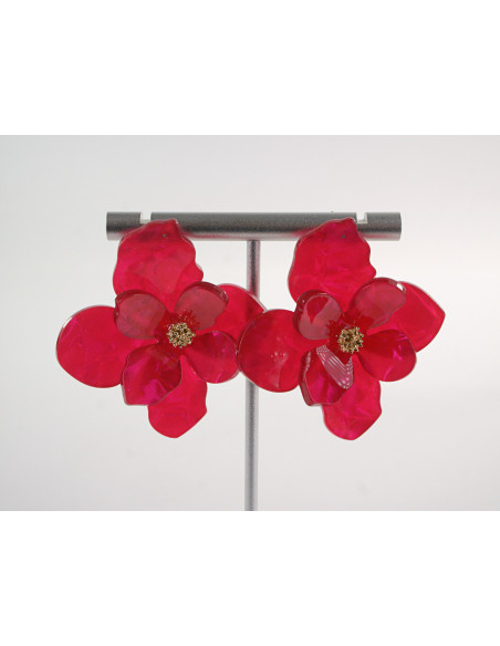 Kolczyki MAXI DUŻE KWIATY CZERWONY MALINOWY LOLITA AKCESORIA