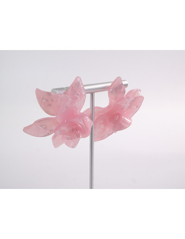 Kolczyki MAXI DUŻE ASYMETRYCZNE RÓŻOWE KWIATY...