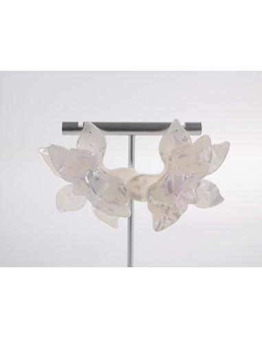 Kolczyki MAXI DUŻE ASYMETRYCZNE BIAŁE KWIATY...