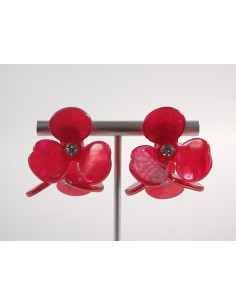 Kolczyki MAXI DUŻE KWIATY CZERWONY MALINOWY LOLITA AKCESORIA