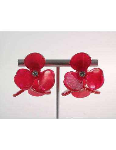 Kolczyki MAXI DUŻE KWIATY CZERWONY MALINOWY...