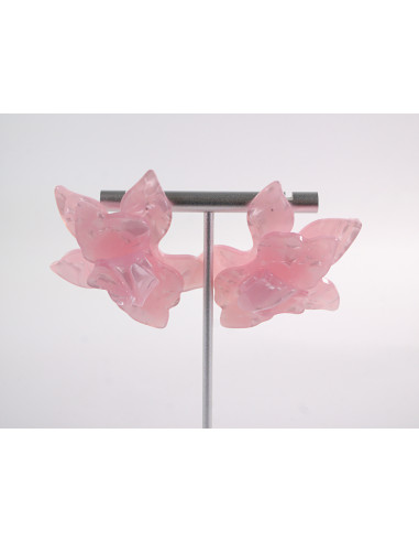 Kolczyki MAXI DUŻE ASYMETRYCZNE RÓŻOWE KWIATY...