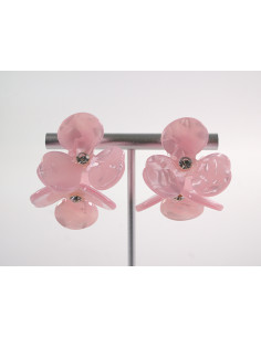 Kolczyki MAXI DUŻE RÓŻOWE KWIATY RÓŻOWY  LOLITA AKCESORIA