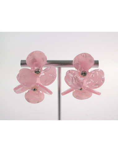 Kolczyki MAXI DUŻE RÓŻOWE KWIATY RÓŻOWY  LOLITA...