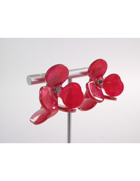 Kolczyki MAXI DUŻE KWIATY CZERWONY MALINOWY LOLITA AKCESORIA