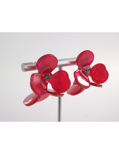 Kolczyki MAXI DUŻE KWIATY CZERWONY MALINOWY...