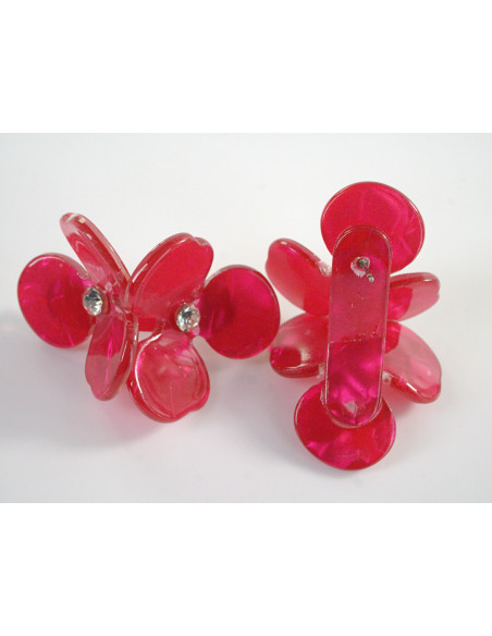 Kolczyki MAXI DUŻE KWIATY CZERWONY MALINOWY LOLITA AKCESORIA