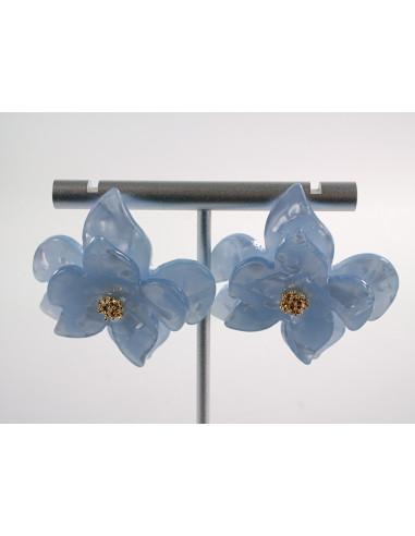 Kolczyki MAXI DUŻE AKRYLOWE KWIATY NIEBIESKIE...