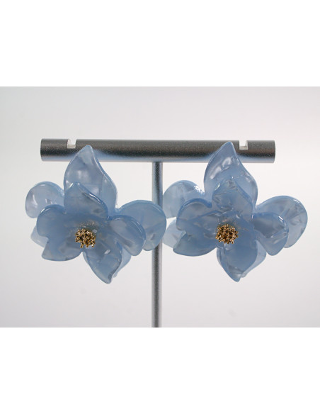 Kolczyki MAXI DUŻE AKRYLOWE KWIATY NIEBIESKIE  LOLITA AKCESORIA