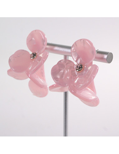 Kolczyki MAXI DUŻE RÓŻOWE KWIATY RÓŻOWY  LOLITA...