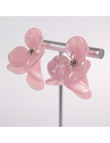 Kolczyki MAXI DUŻE RÓŻOWE KWIATY RÓŻOWY  LOLITA AKCESORIA