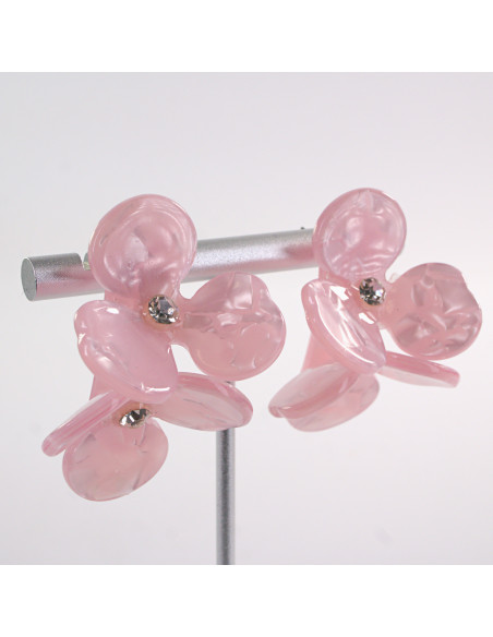 Kolczyki MAXI DUŻE RÓŻOWE KWIATY RÓŻOWY  LOLITA AKCESORIA