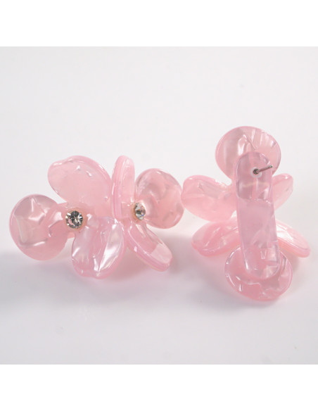 Kolczyki MAXI DUŻE RÓŻOWE KWIATY RÓŻOWY  LOLITA AKCESORIA