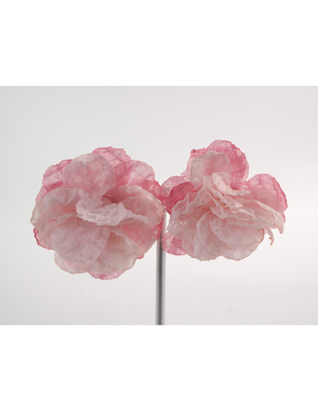 Kolczyki ZWIEWNE MATERIAŁOWE KWIATUSZKI LOLITA AKCESORIA srebrny sztyft 925