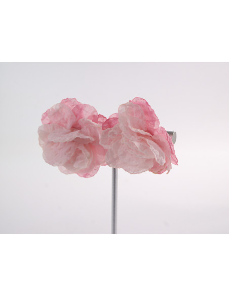 Kolczyki ZWIEWNE MATERIAŁOWE KWIATUSZKI LOLITA AKCESORIA srebrny sztyft 925