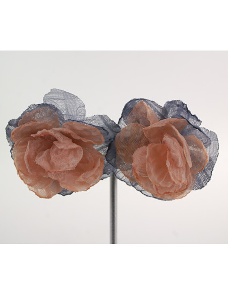 Kolczyki ZWIEWNE MATERIAŁOWE KWIATUSZKI LOLITA AKCESORIA srebrny sztyft 925