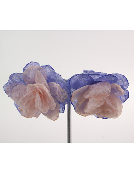 Kolczyki ZWIEWNE MATERIAŁOWE KWIATUSZKI LOLITA AKCESORIA srebrny sztyft 925