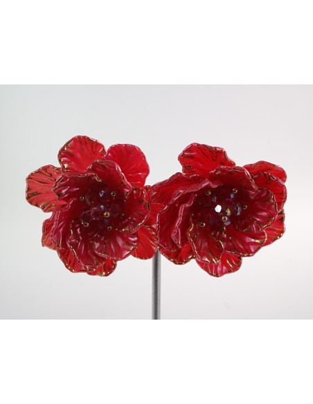 Kolczyki MALINOWE KWIATY  KWIATUSZKI LOLITA AKCESORIA srebrny sztyft 925