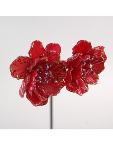 Kolczyki MALINOWE KWIATY  KWIATUSZKI LOLITA...