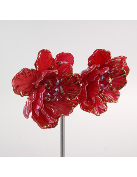 Kolczyki MALINOWE KWIATY  KWIATUSZKI LOLITA AKCESORIA srebrny sztyft 925