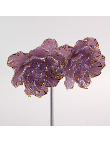 Kolczyki FIOLETOWE KWIATY  KWIATUSZKI LOLITA...