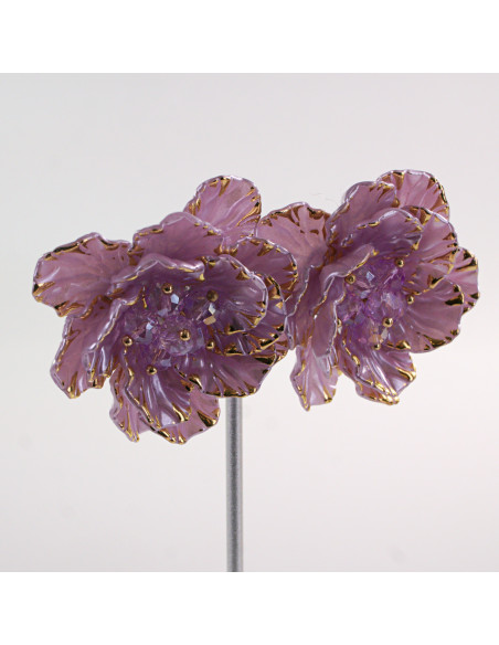 Kolczyki FIOLETOWE KWIATY  KWIATUSZKI LOLITA AKCESORIA srebrny sztyft 925