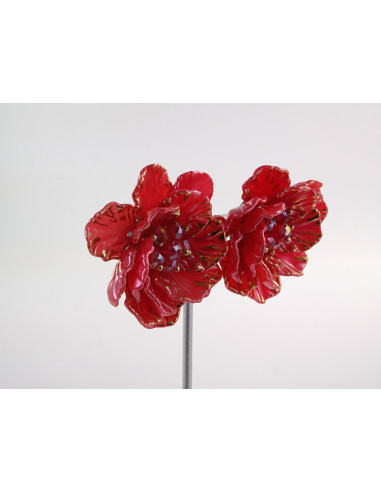 Kolczyki MALINOWE KWIATY  KWIATUSZKI LOLITA...