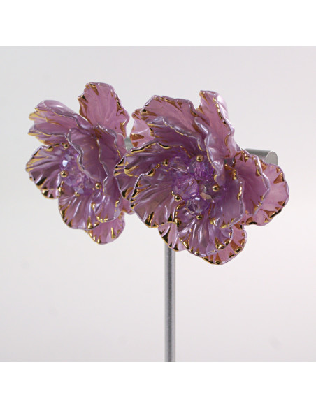 Kolczyki FIOLETOWE KWIATY  KWIATUSZKI LOLITA AKCESORIA srebrny sztyft 925