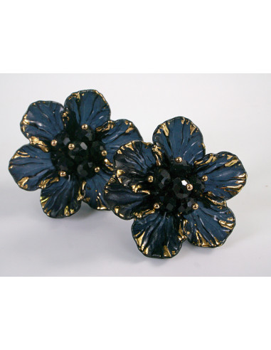 Kolczyki CZARNE KWIATY  KWIATUSZKI LOLITA...