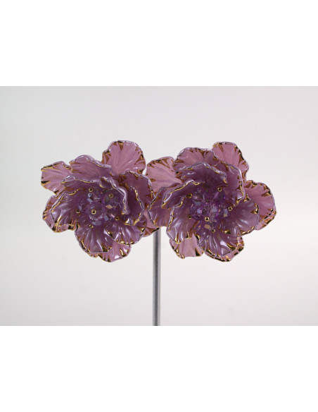 Kolczyki FIOLETOWE KWIATY  KWIATUSZKI LOLITA AKCESORIA srebrny sztyft 925