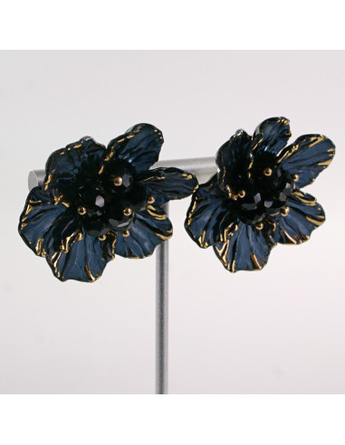 Kolczyki CZARNE KWIATY  KWIATUSZKI LOLITA...