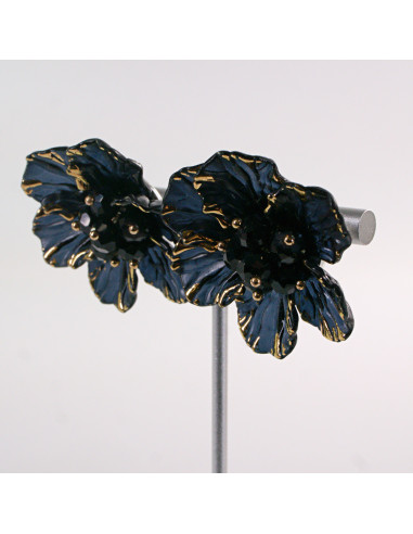 Kolczyki CZARNE KWIATY  KWIATUSZKI LOLITA...