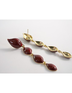 Kolczyki DŁUGIE BORDOWE ŁEZKI  LOLITA AKCESORIA srebrny... 2