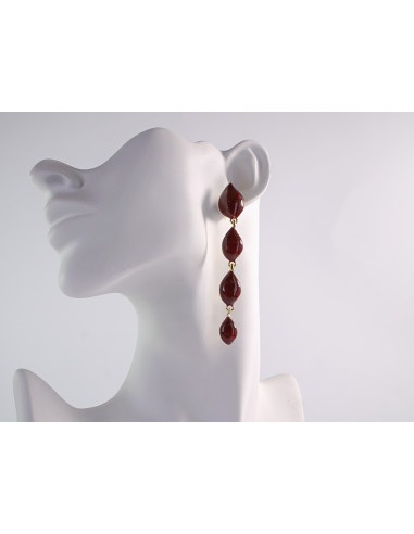Kolczyki DŁUGIE BORDOWE ŁEZKI  LOLITA AKCESORIA...