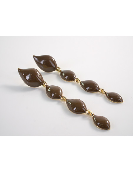 Kolczyki DŁUGIE BRĄZOWE ŁEZKI  LOLITA AKCESORIA srebrny sztyft 925