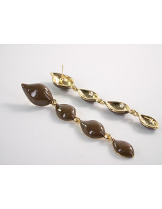 Kolczyki DŁUGIE BRĄZOWE ŁEZKI  LOLITA AKCESORIA srebrny... 2